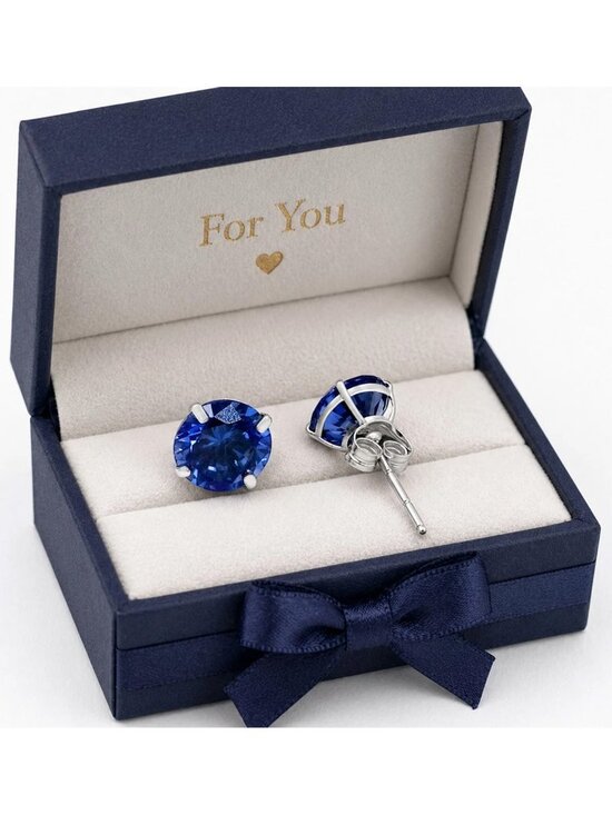 14K White Gold 0.88ctw Trilliant Cut Tanzanite Stud Earrings  Tanzanite 1.26 Cts Stud Earrings 14k White Gold